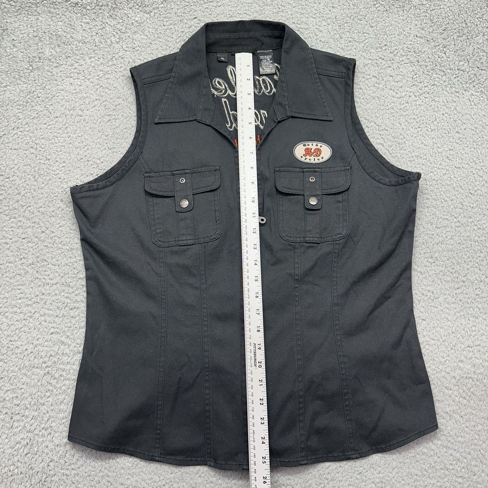 Harley-Davidson 99160-10VW Womens Size XL Sleeveless Woven Shirt Motorcycle Vest - Picture 3 of 12
